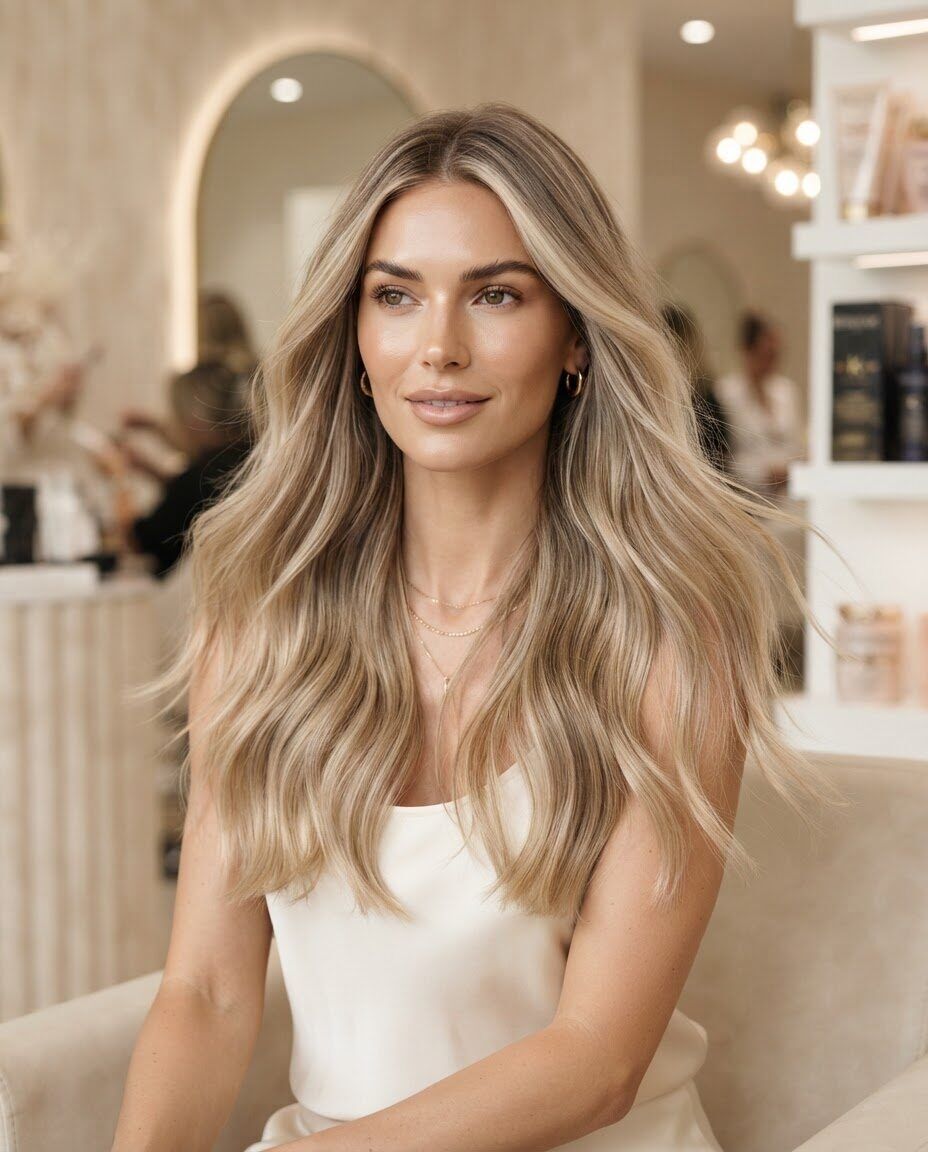 Работа студии ESTETIK HAIR: длинный блонд с растяжкой цвета